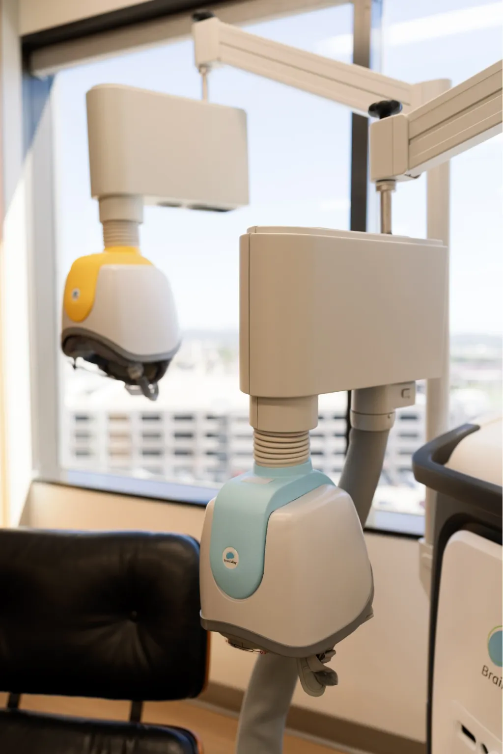 Close-up of BrainsWay Deep TMS treatment equipment