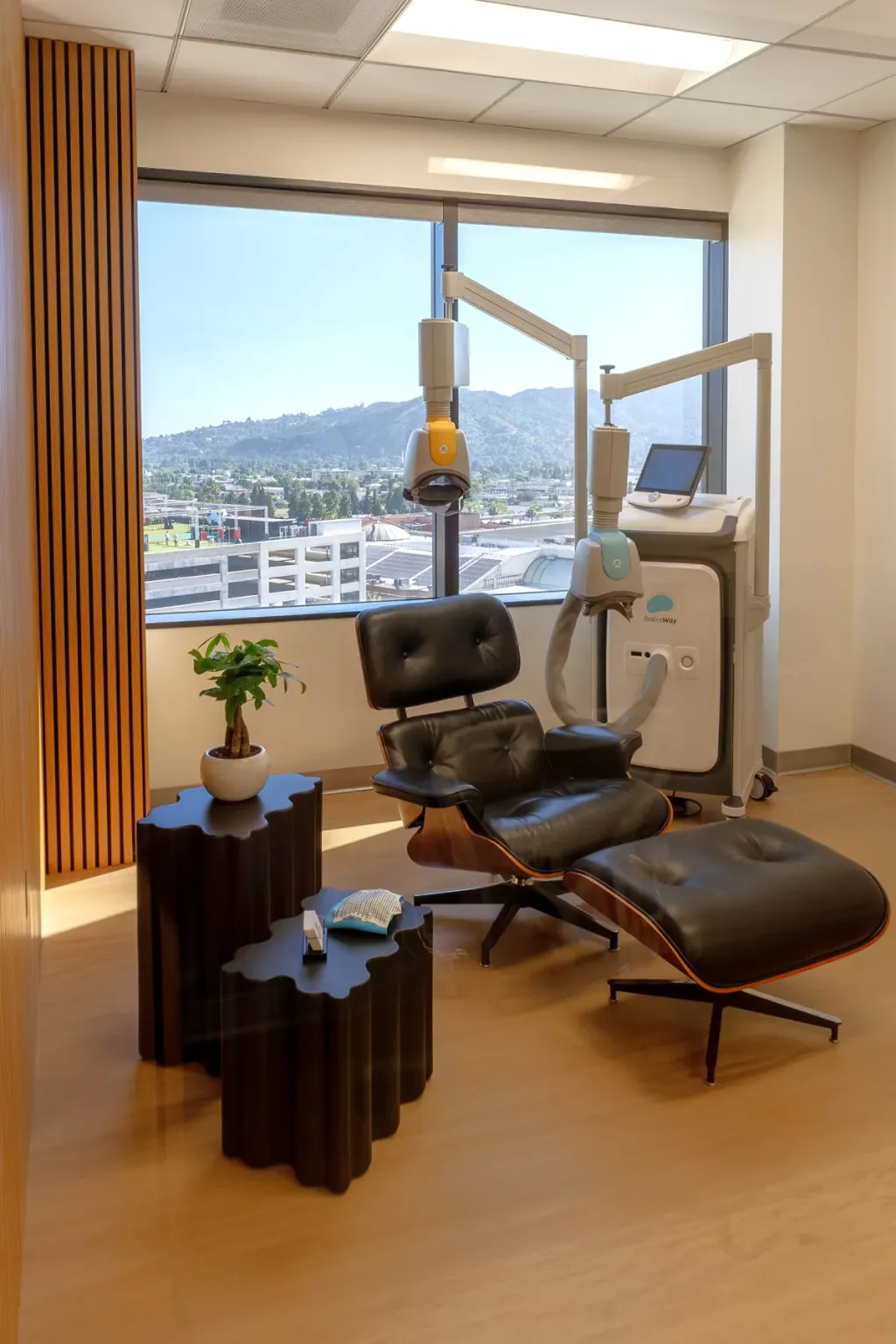 A private BrainsWay Deep TMS treatment room at Breakthrough TMS in Glendale